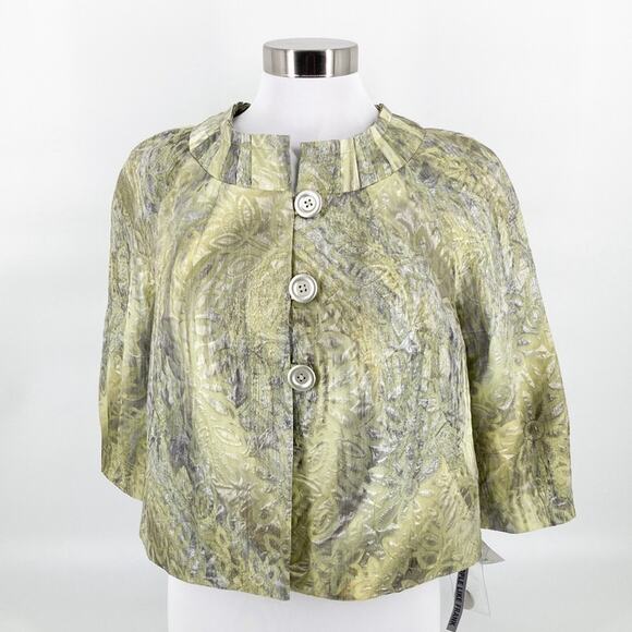 People Like Frank Womens Green Silver 3/4 Sleeve Swing Jacket Size 8 New - Picture 1 of 14